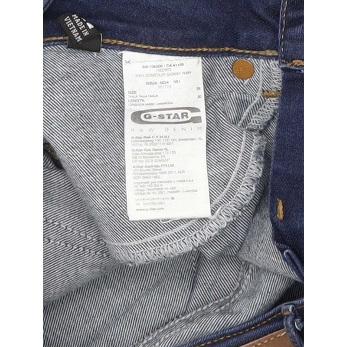 G-Star 3301 Contour Women Blue Skinny Slim Stretch Jeans W28 L29