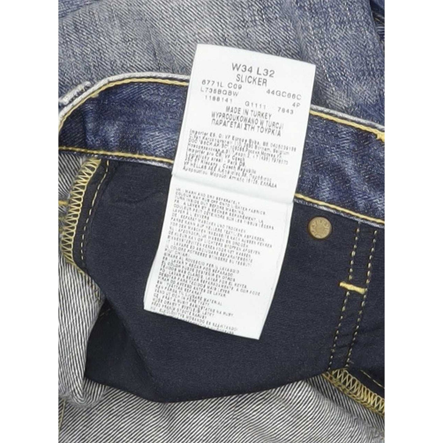 Lee Slicker Men Blue Straight Regular Jeans W34 L32