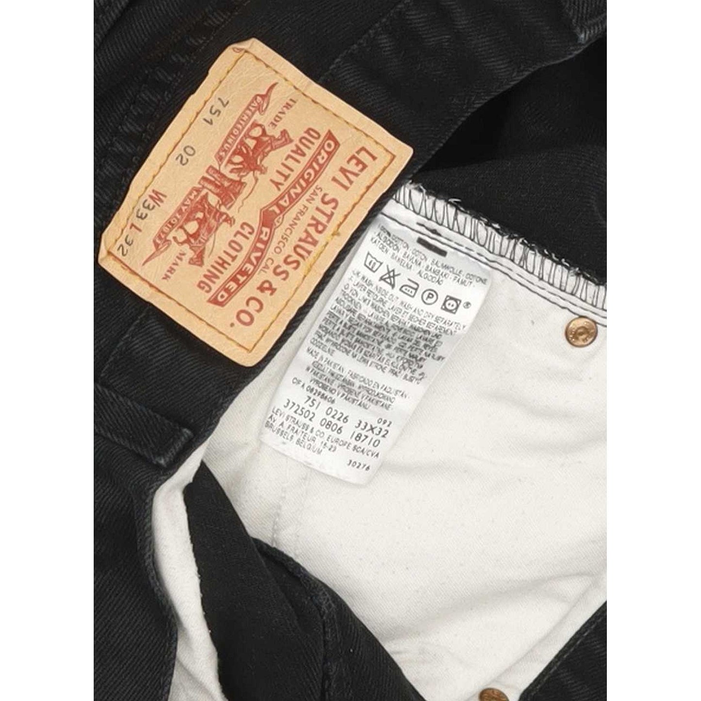 Levi's 751 Men Black Straight Regular Jeans W33 L31