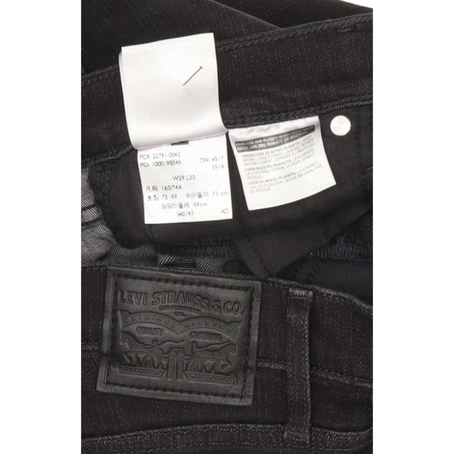 Levi's Mile High Rise Men Black Skinny Stretch Jeans W29 L29