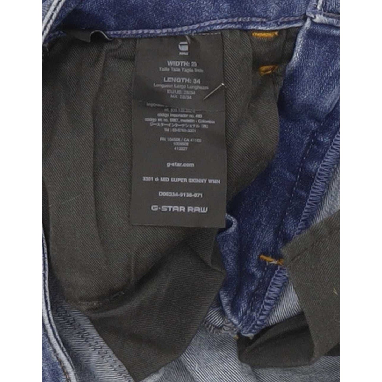 G-Star 3301 d-Mid Super Women Blue Skinny Regular Stretch Jeans W28 L34