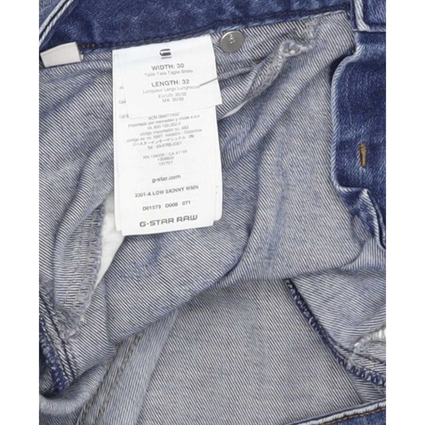 G-Star 3301-A Low Women Blue Straight Slim Stretch Jeans W30 L32