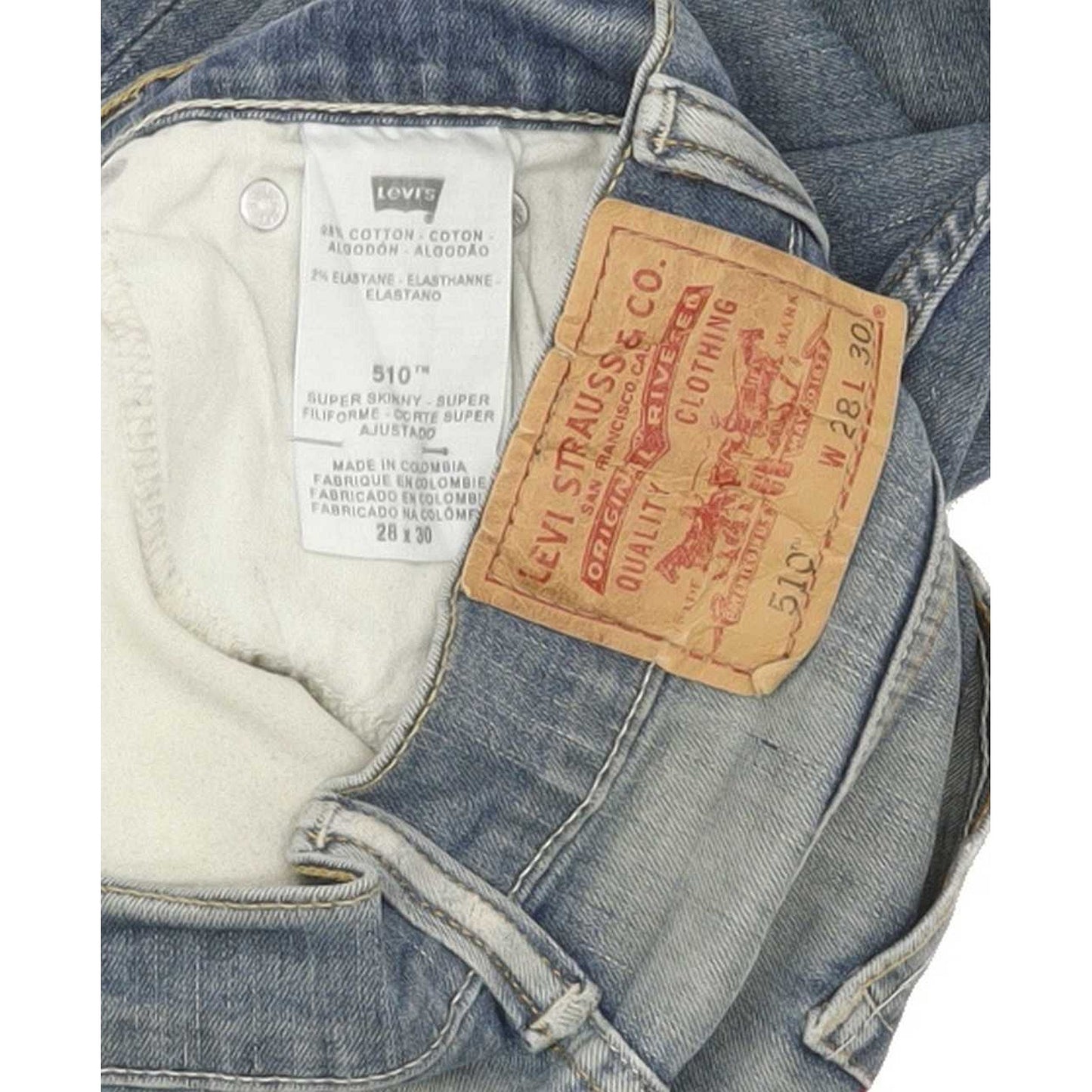 Levi's 510 Men Blue Skinny Slim Stretch Jeans W28 L30