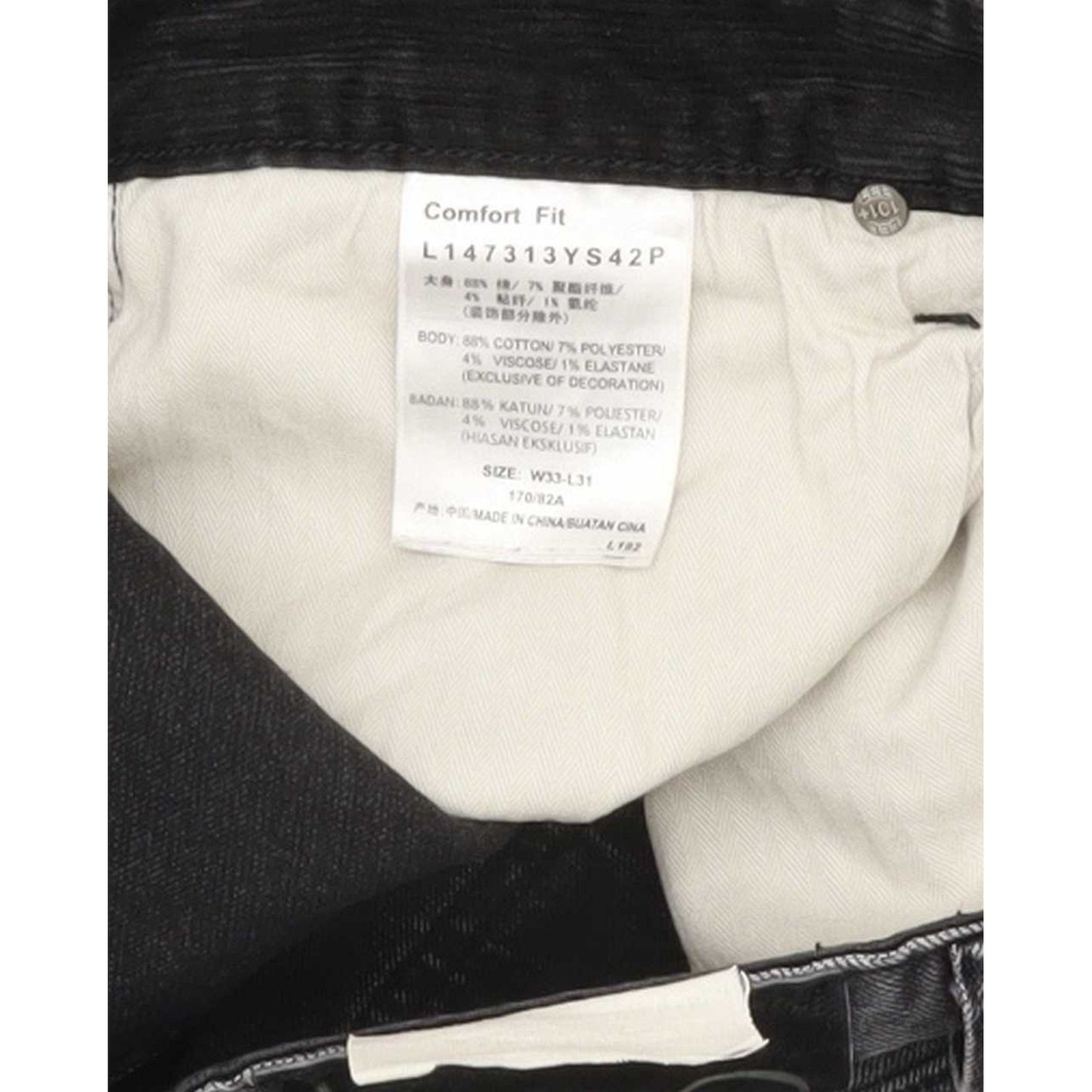 Lee Comfort Men Charcoal Tapered Regular Stretch Jeans W33 L31