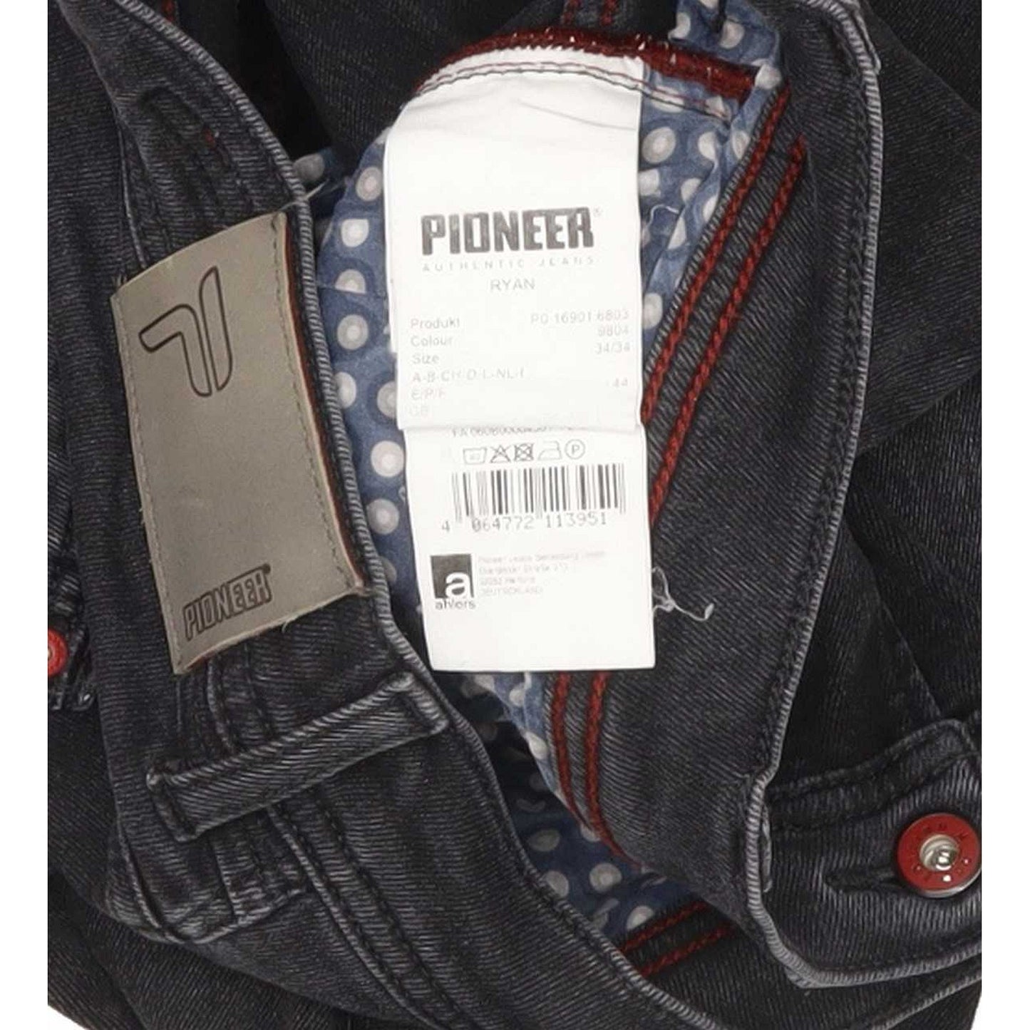Pioneer Ryan Men Black Straight Regular Stretch Jeans W34 L33
