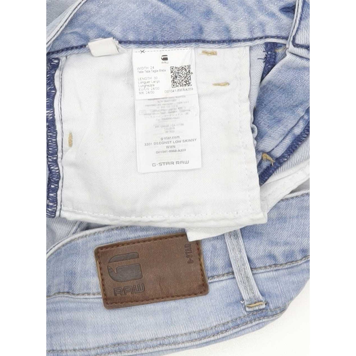 G-Star 3301 Deconst Low Women Blue Skinny Slim Stretch Jeans W24 L29