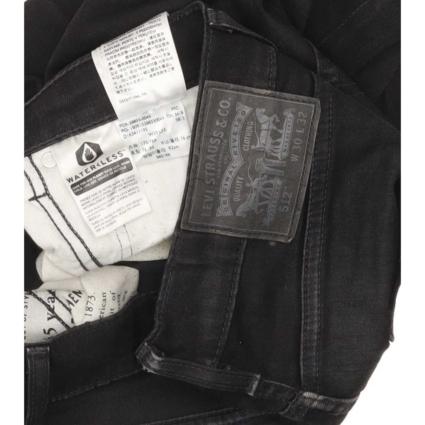 Levi's 512 Men Black Tapered Slim Stretch Jeans W30 L31