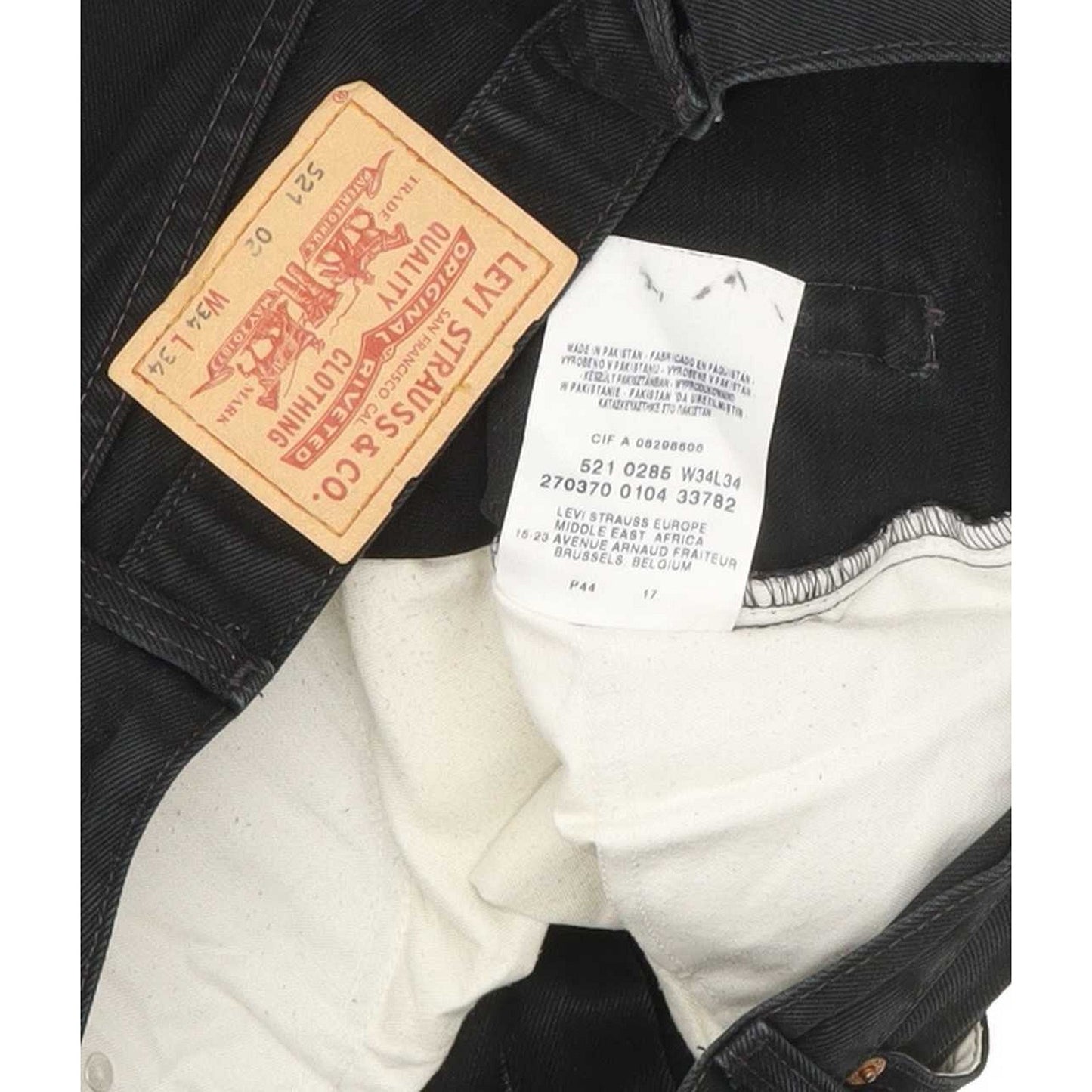 Levi's 521 Men Black Straight Regular Jeans W34 L34