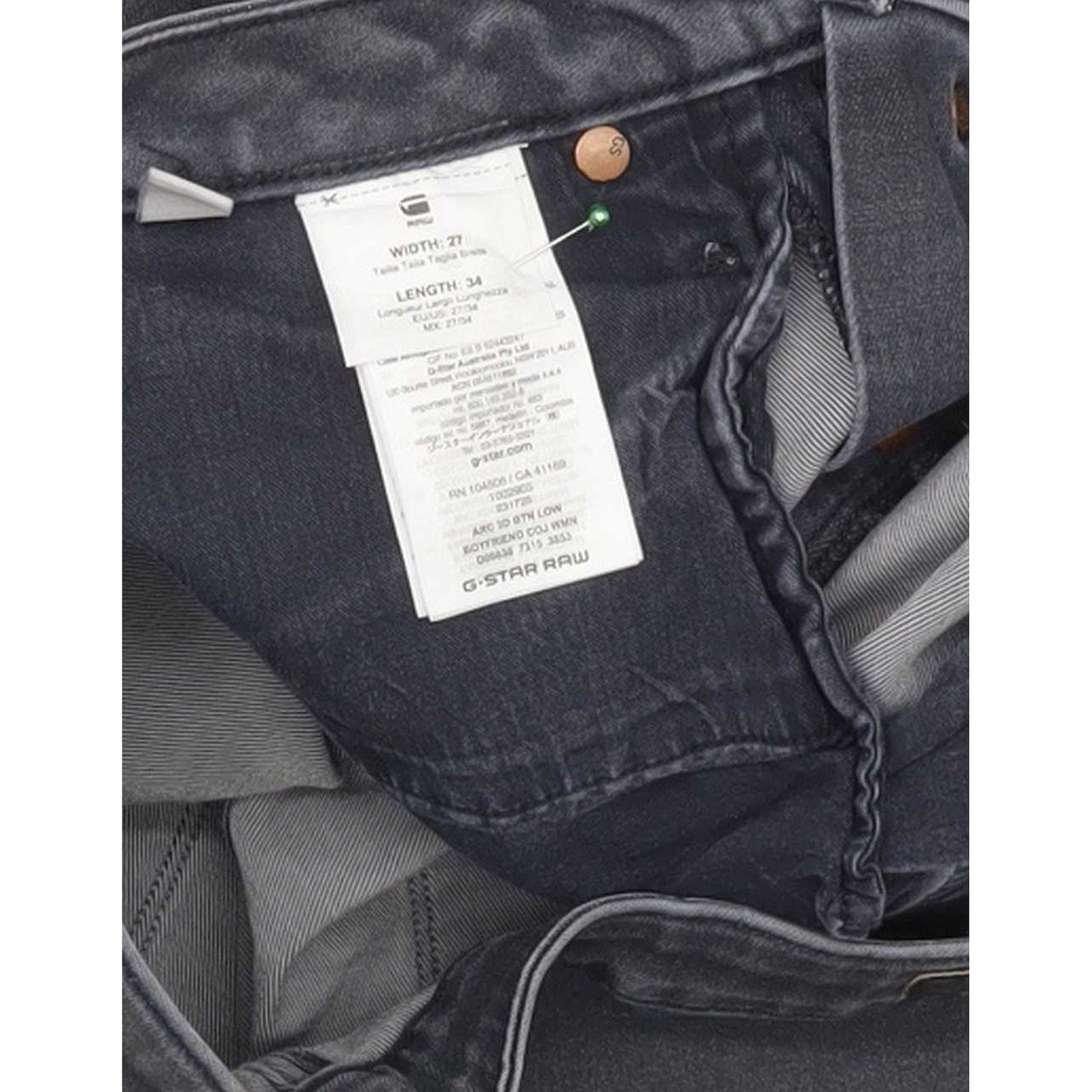 G-Star Arc 3D Btn Women Grey Tapered Slim Boyfriend Stretch Jeans W27 L32