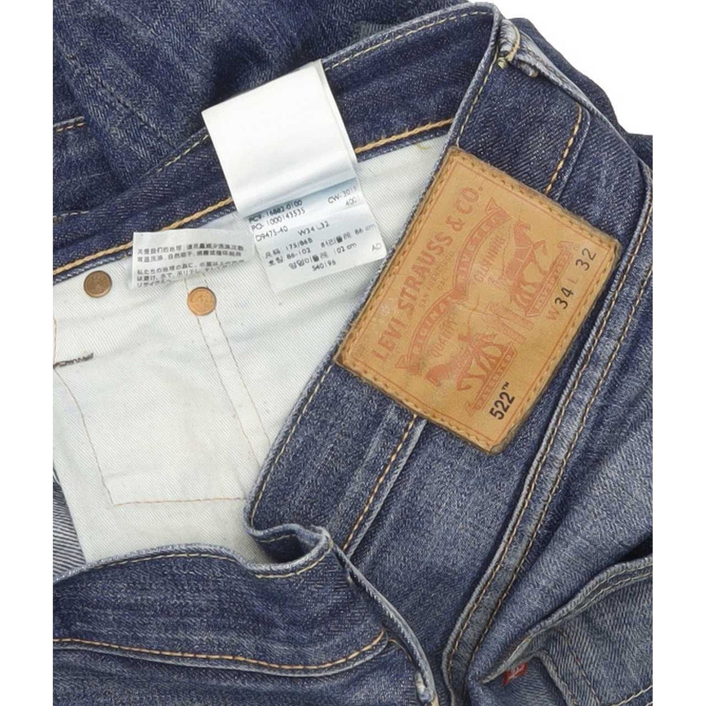 Levi's 522 Men Blue Tapered Slim Jeans W35 L31