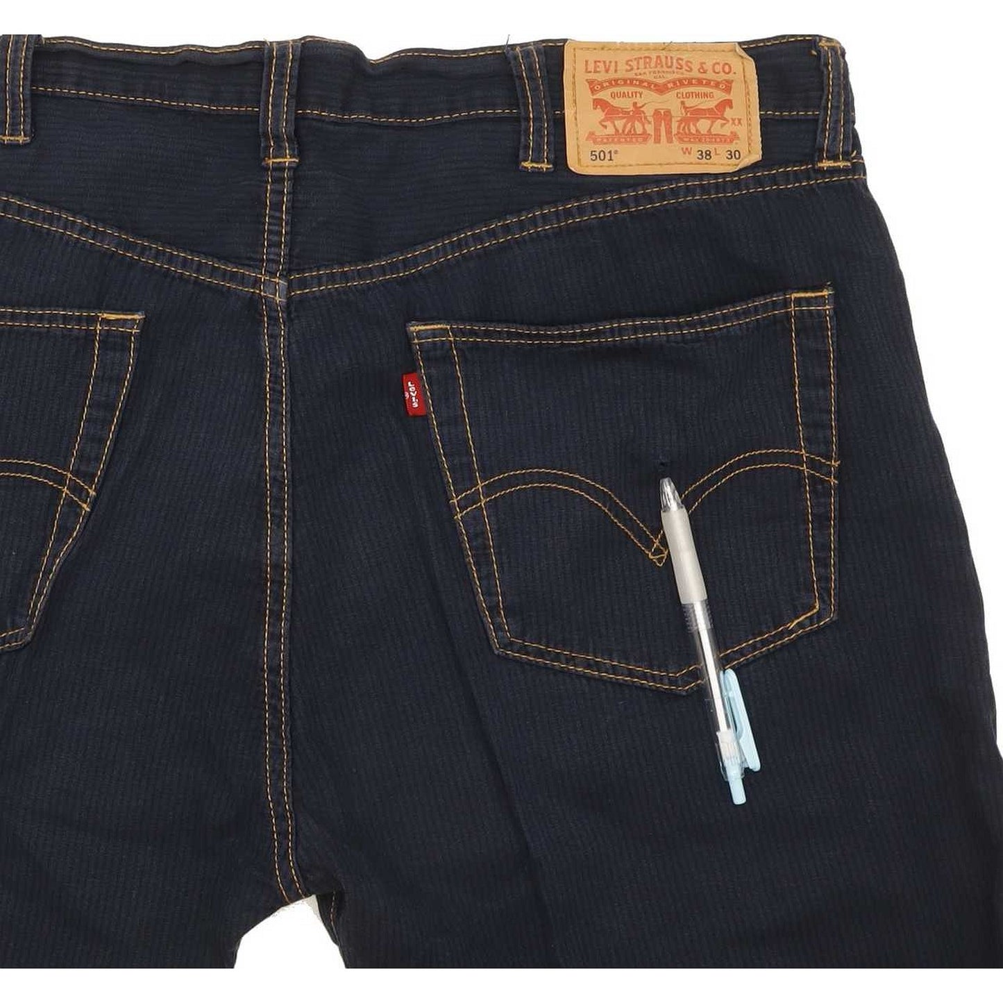 Levi's 501 Men Navy Straight Regular Trousers W38 L30