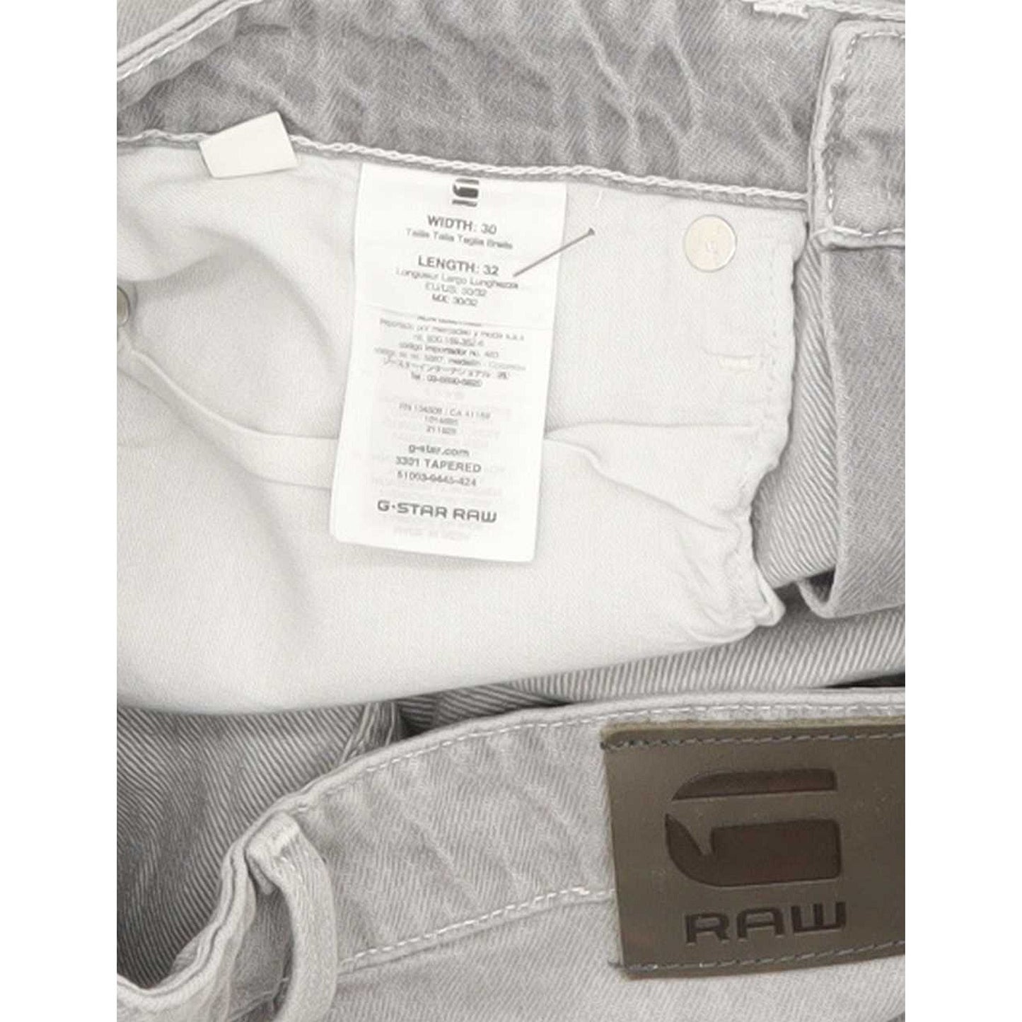 G-Star 3301 Men Grey Straight Regular Jeans W30 L31