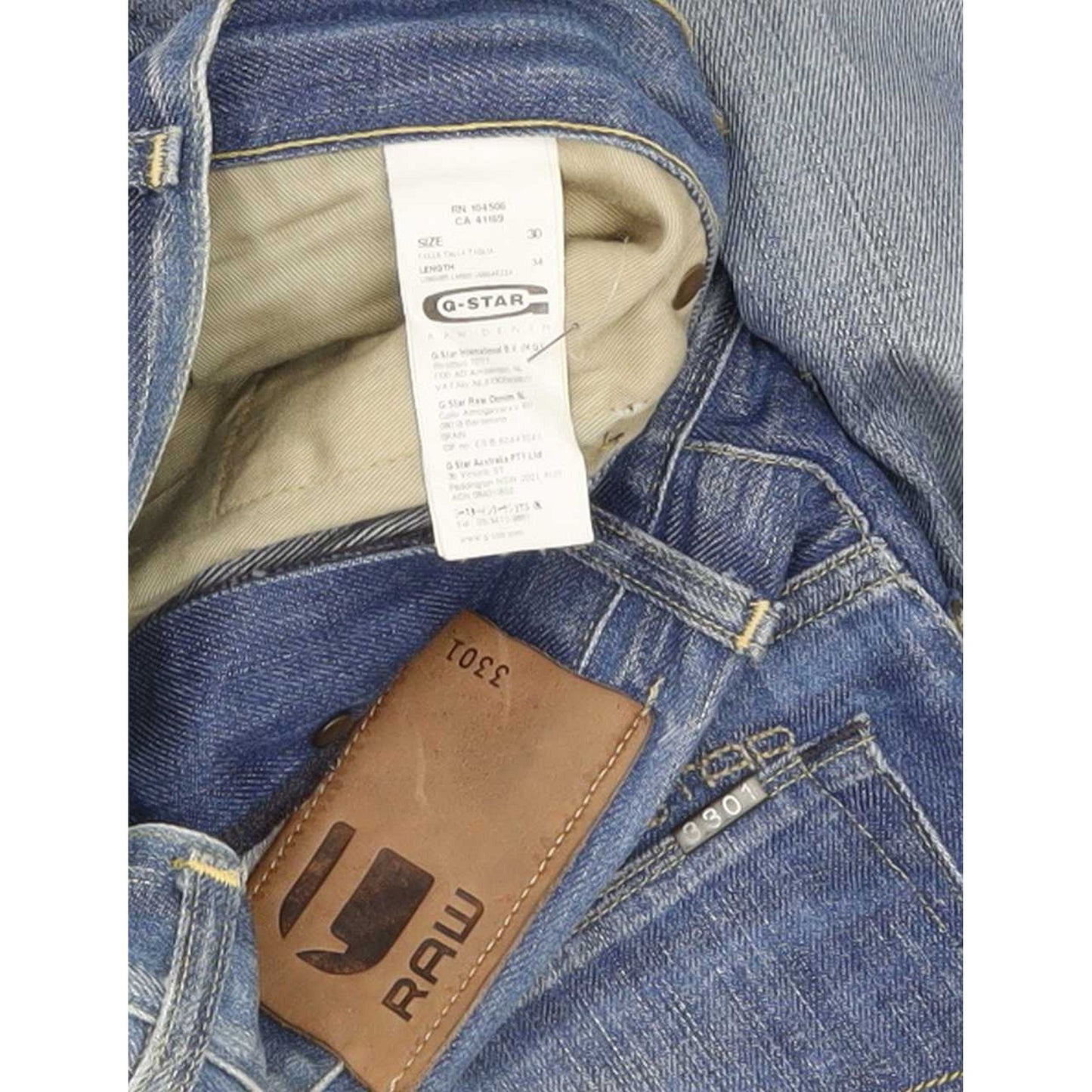 G-Star 3301 Men Blue Straight Regular Jeans W30 L34