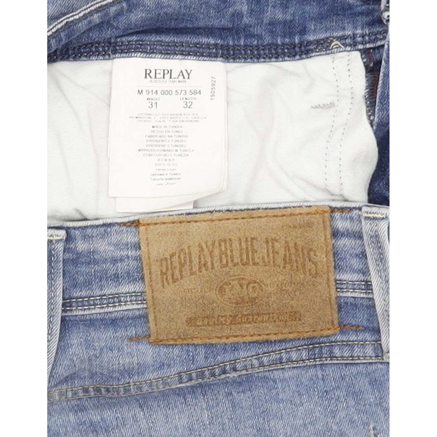 Replay Anabass Men Blue Straight Regular Stretch Jeans W31 L32