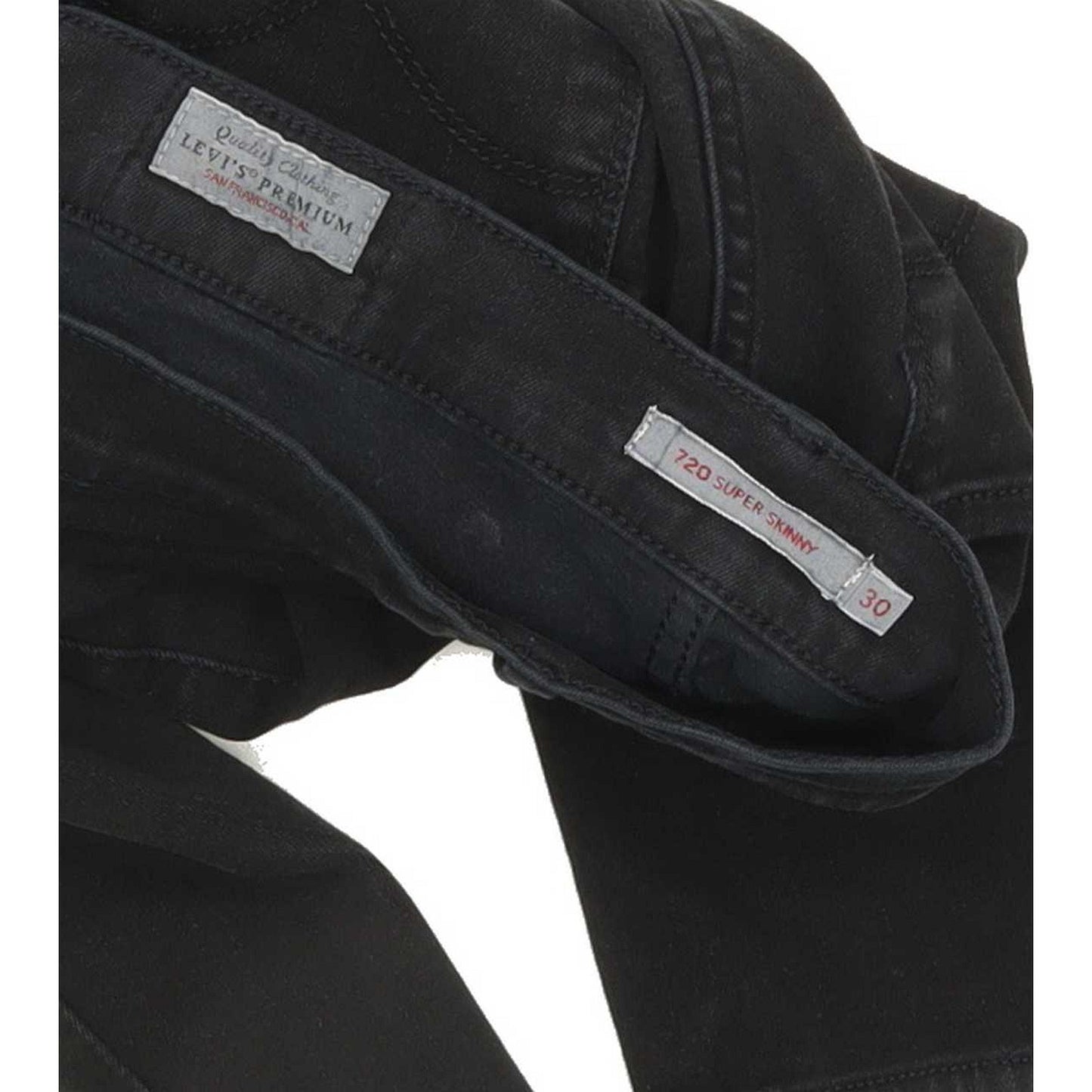 Levi's 720 Super Women Black Skinny Slim Stretch Jeans W30 L29