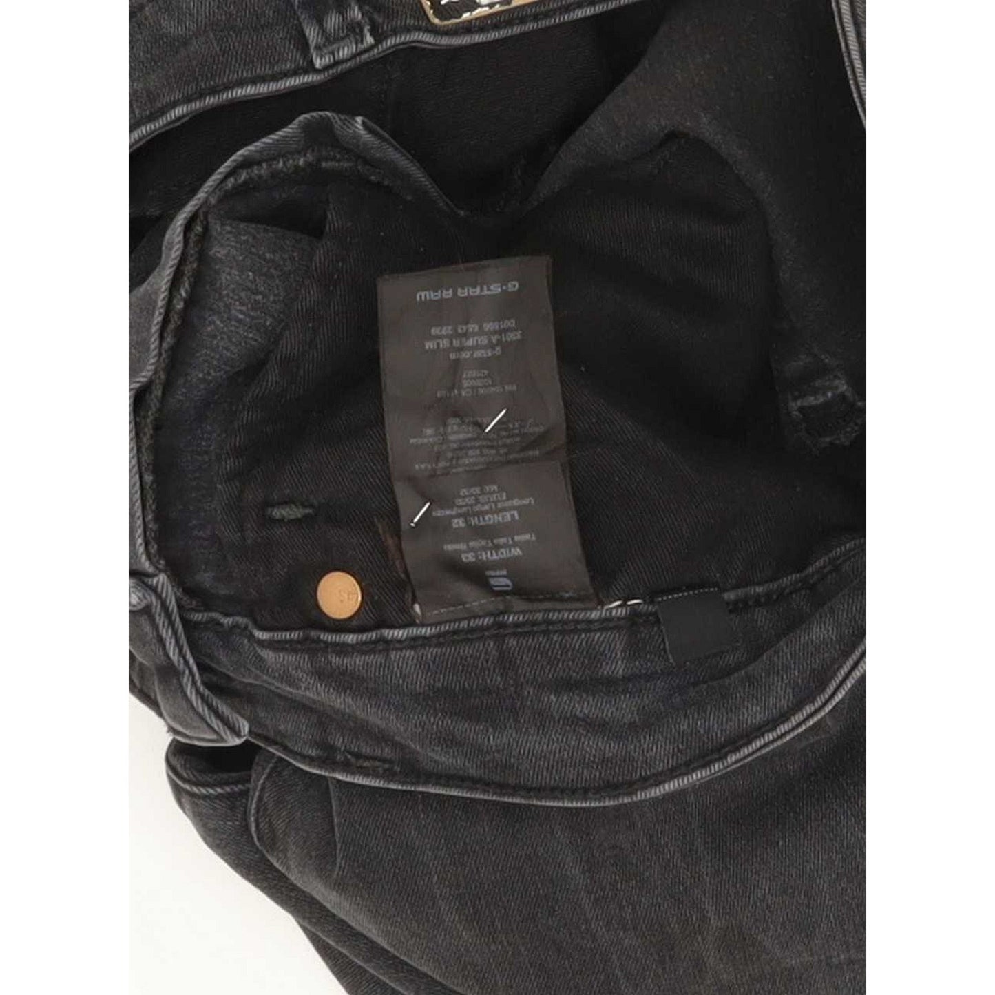 G-Star 3301-A Super Men Charcoal Straight Slim Stretch Jeans W33 L31