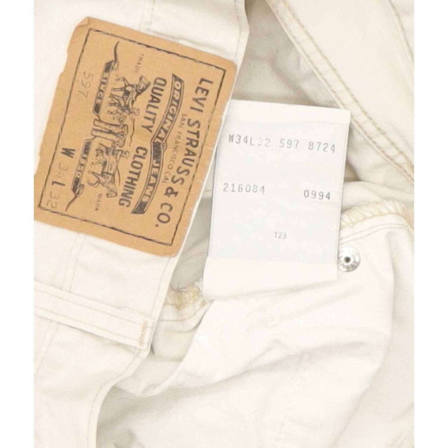 Levi's 597 Men Beige Straight Regular Jeans W34 L32