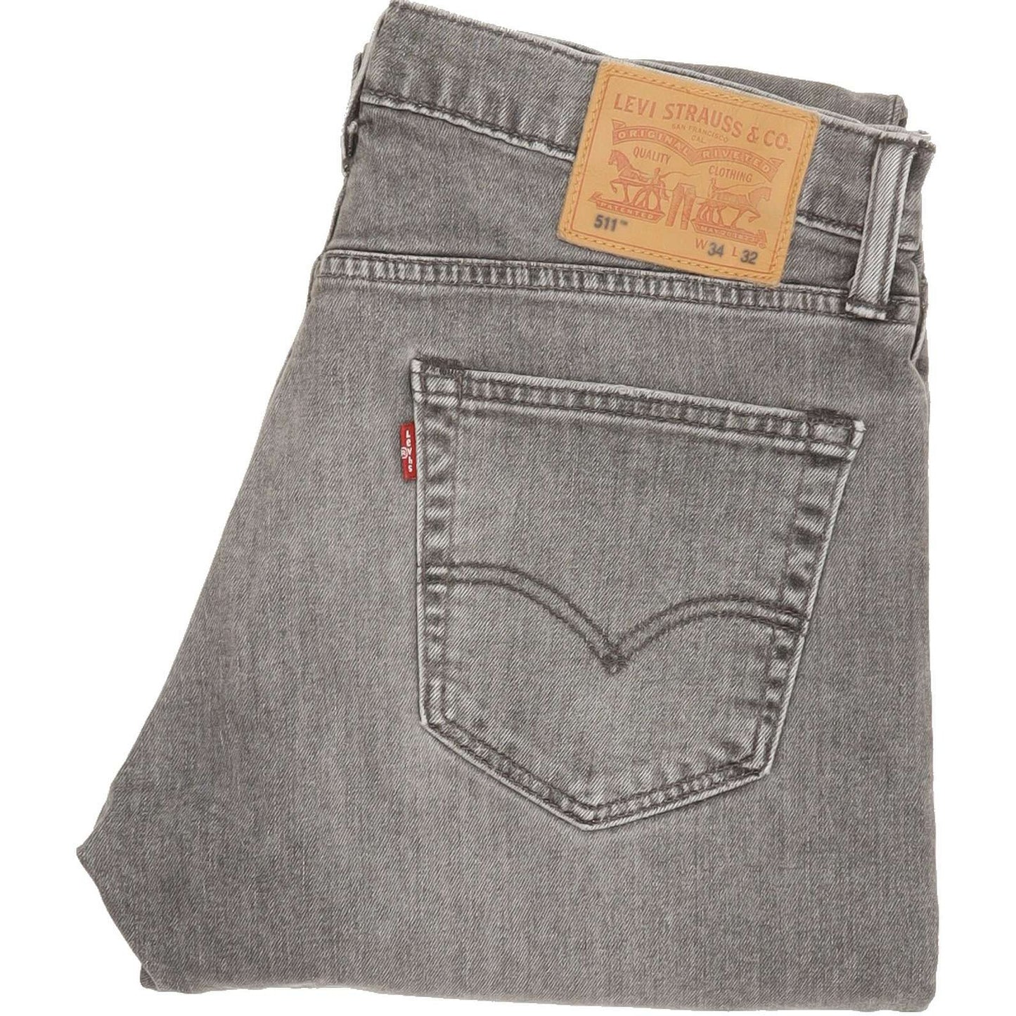 Levi's 511 Men Grey Straight Slim Stretch Jeans W34 L31