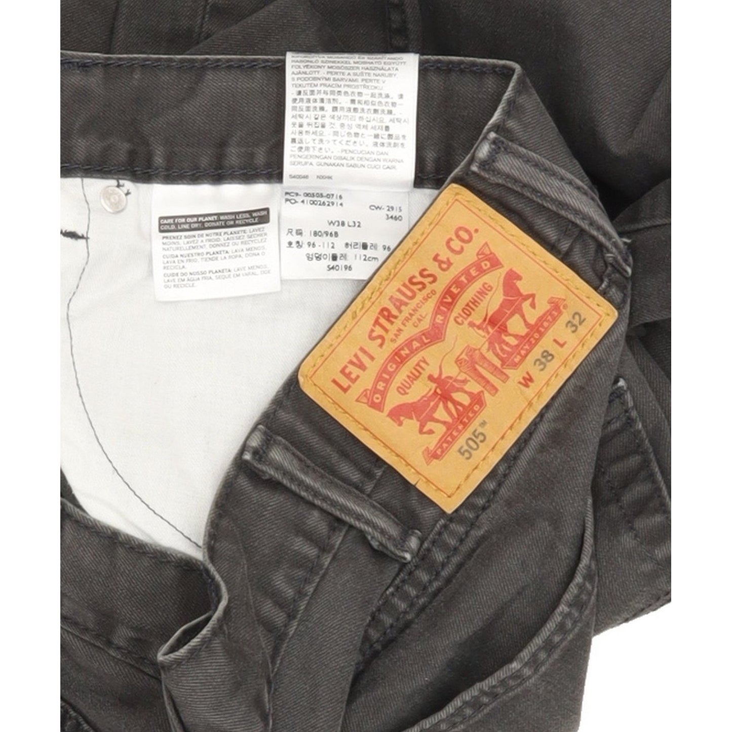 Levi's 505 Men Charcoal Straight Regular Jeans W38 L31