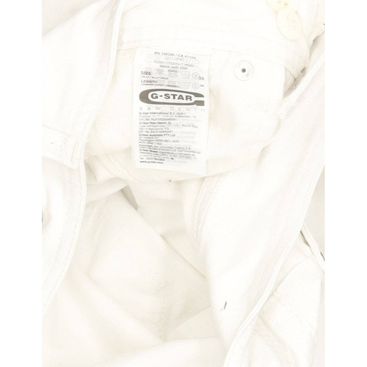 G-Star Ford Women White Straight Slim Stretch Jeans W28 L34