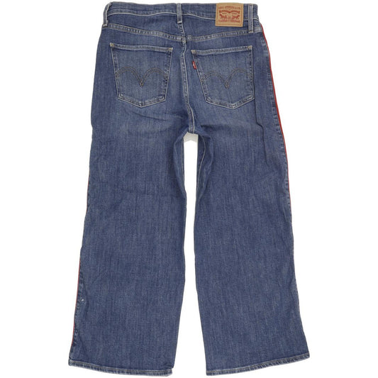 Levi's Mile Blue Wide-Leg Slim Cropped Stretch Jeans High Waisted W28 L25