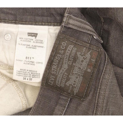 Levi's 511 Men Grey Straight Slim Stretch Jeans W33 L32