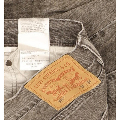 Levi's 511 Men Grey Straight Slim Stretch Jeans W32 L34