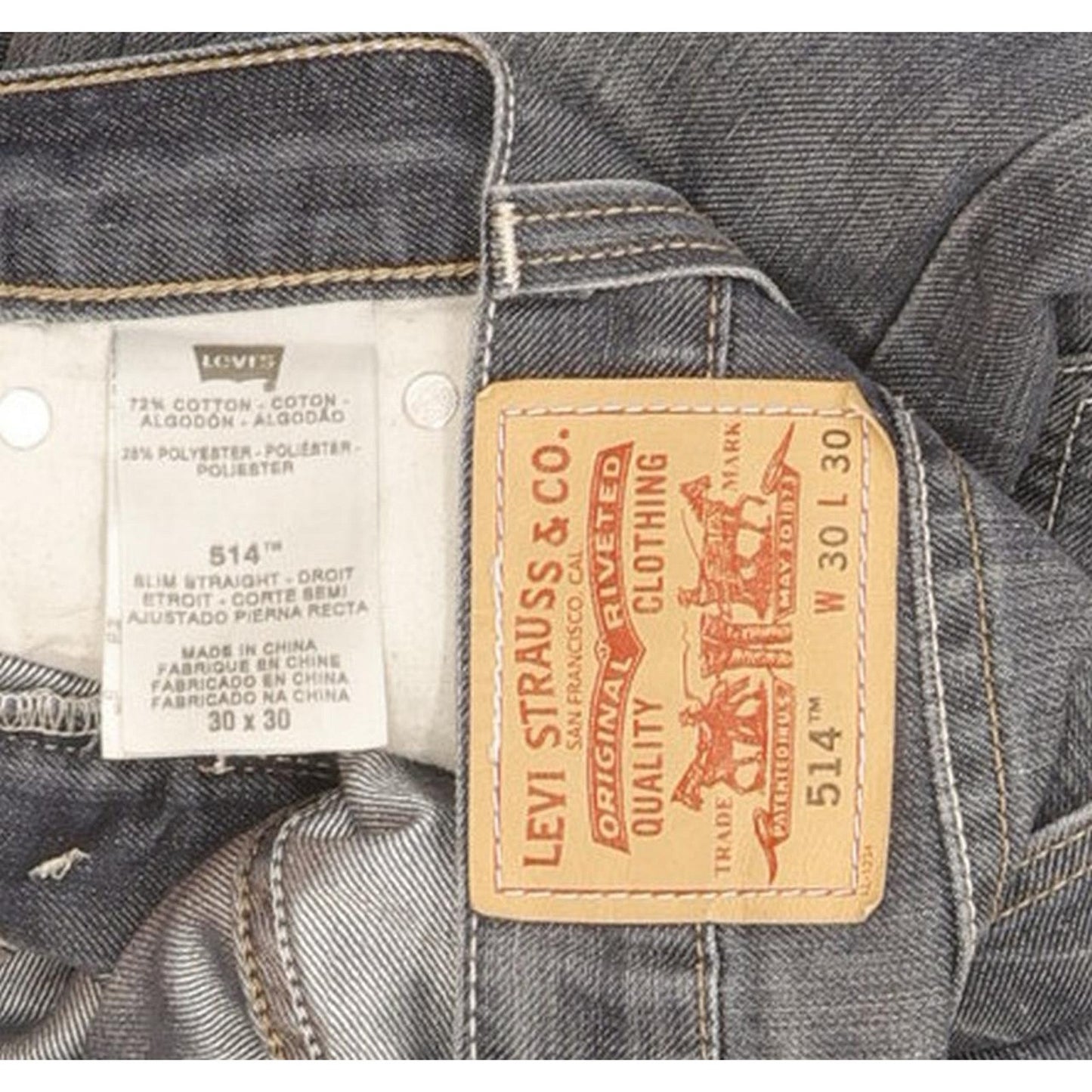 Levi's 514 Men Blue Straight Slim Stretch Jeans W30 L30