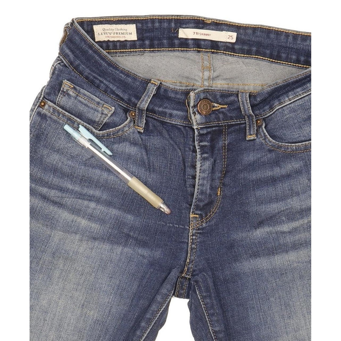 Levi's 711 Women Blue Skinny Slim Stretch Jeans W25 L28