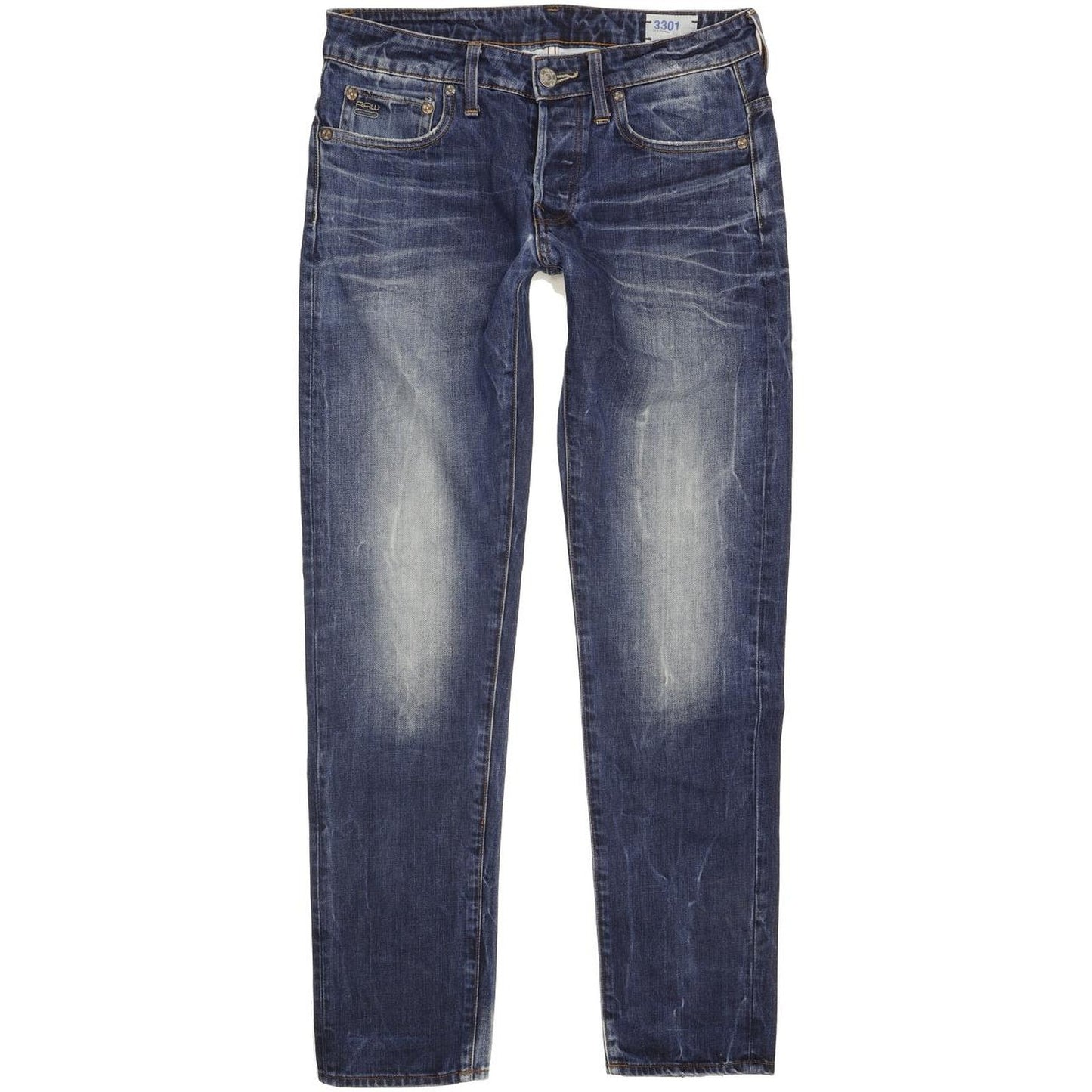 G-Star 3301 Low Women Blue Straight Slim Jeans W30 L32
