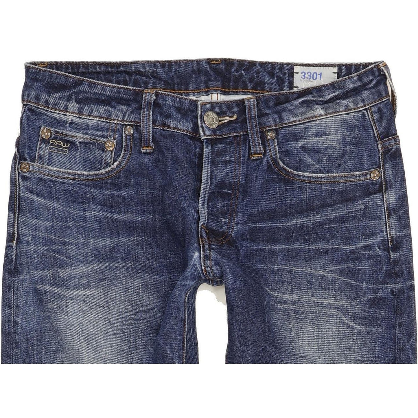G-Star 3301 Low Women Blue Straight Slim Jeans W30 L32