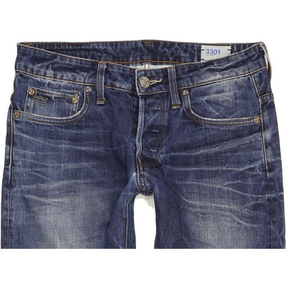 G-Star 3301 Low Women Blue Straight Slim Jeans W30 L32