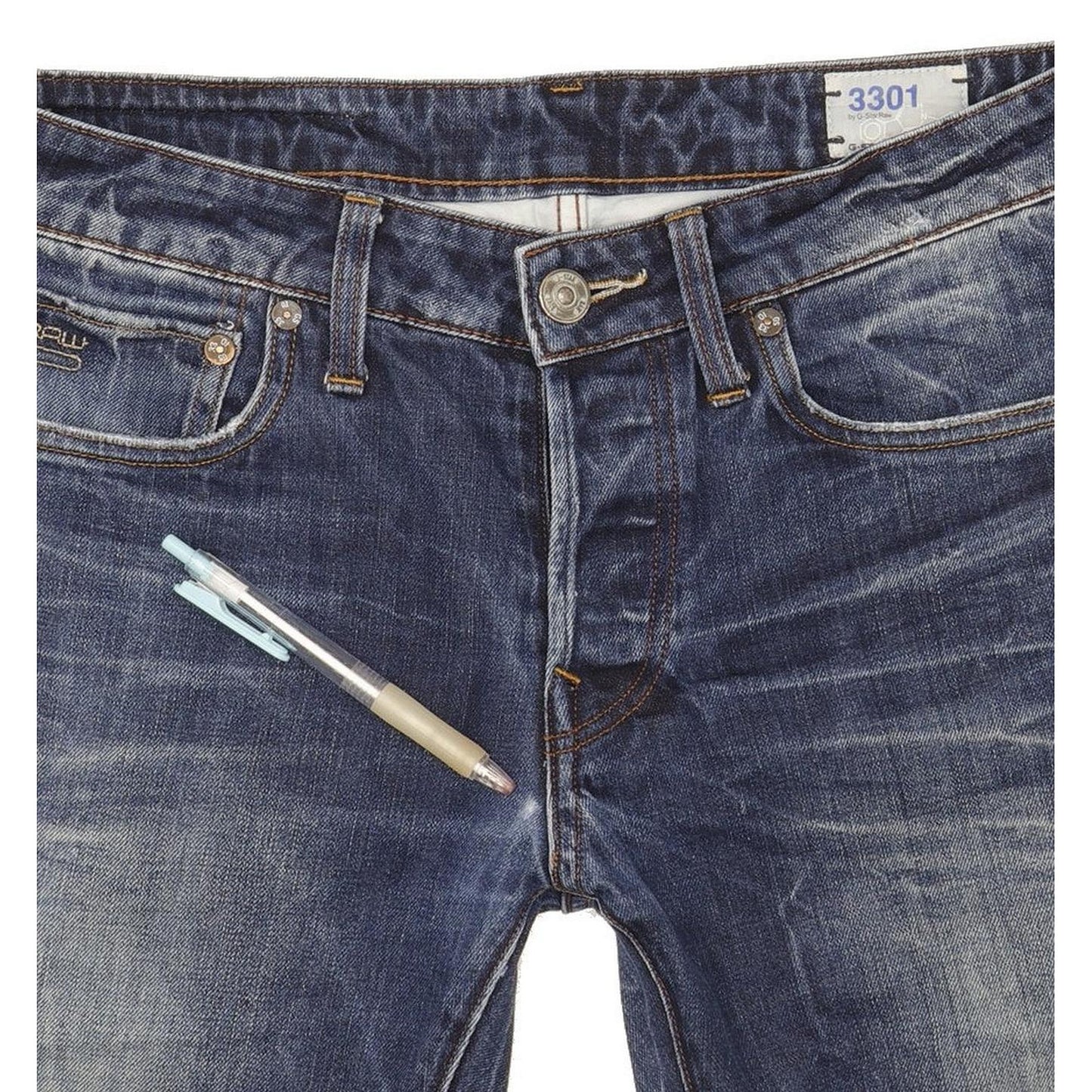 G-Star 3301 Low Women Blue Straight Slim Jeans W30 L32