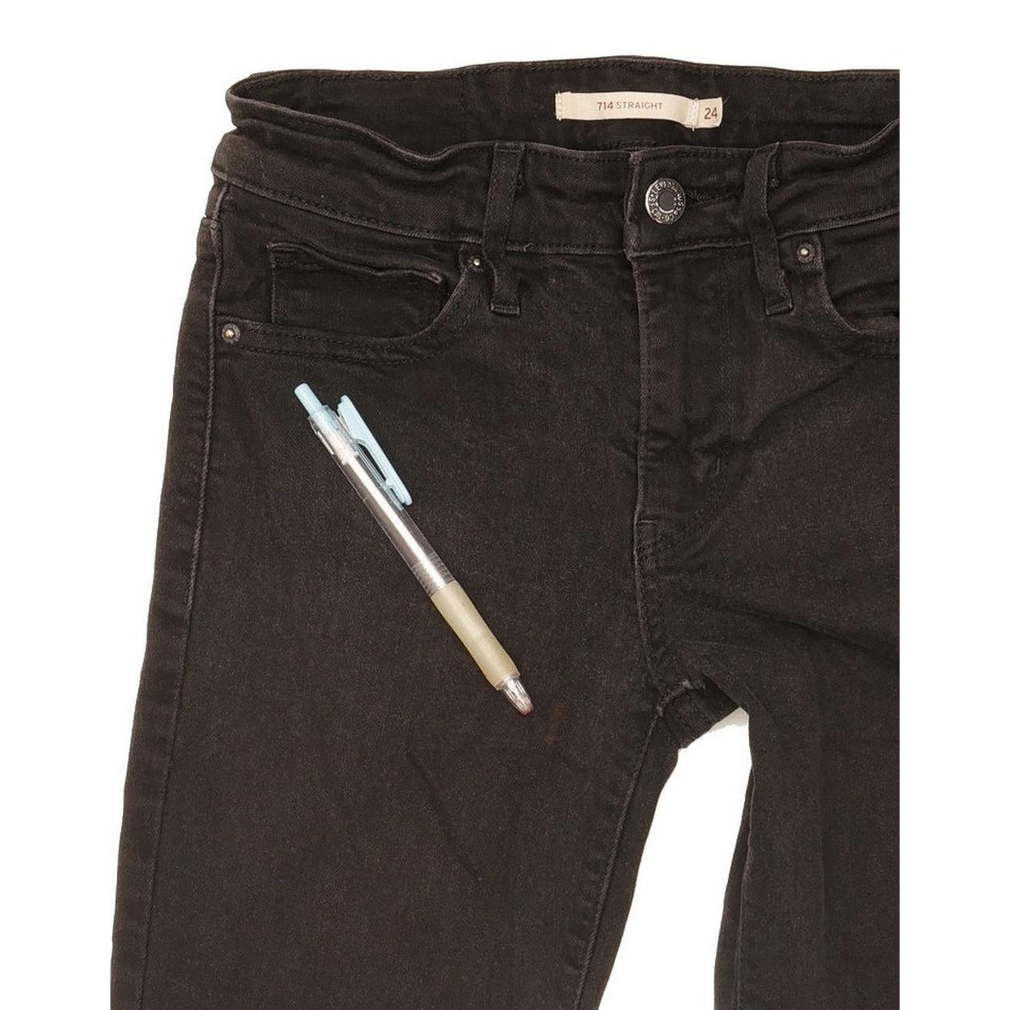 Levi's 714 Women Black Straight Slim Stretch Jeans W24 L30