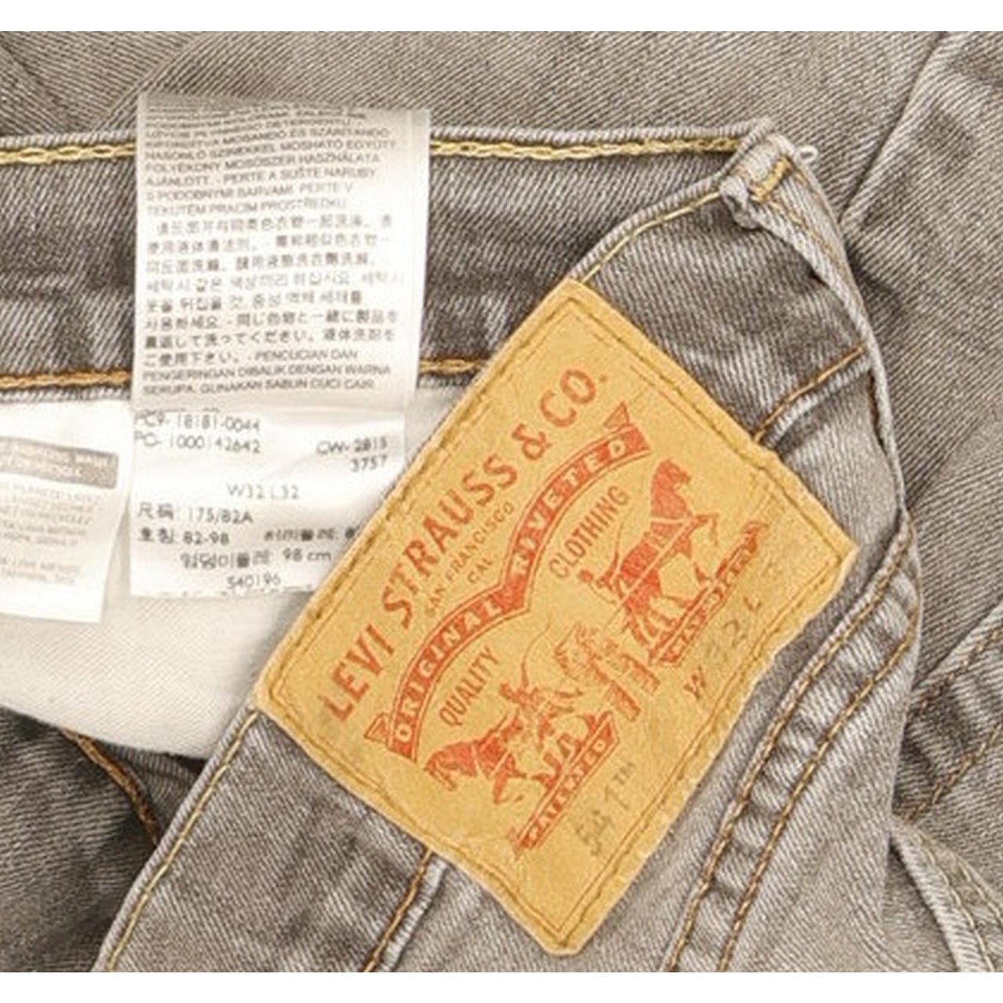 Levi's 541 Men Grey Straight Slim Stretch Jeans W32 L31