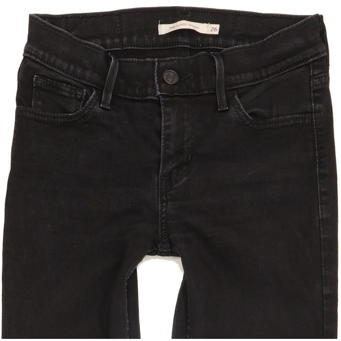 Levi's 710 Super Women Black Skinny Slim Stretch Jeans W26 L29