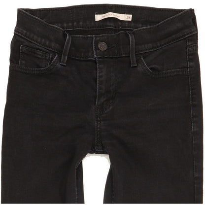Levi's 710 Super Women Black Skinny Slim Stretch Jeans W26 L29
