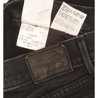 Levi's 710 Super Women Black Skinny Slim Stretch Jeans W26 L29
