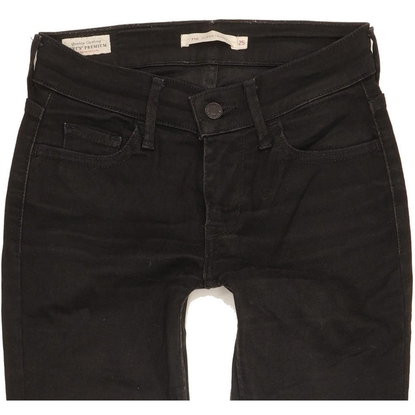 Levi's 710 Super Women Black Skinny Slim Stretch Jeans W25 L27