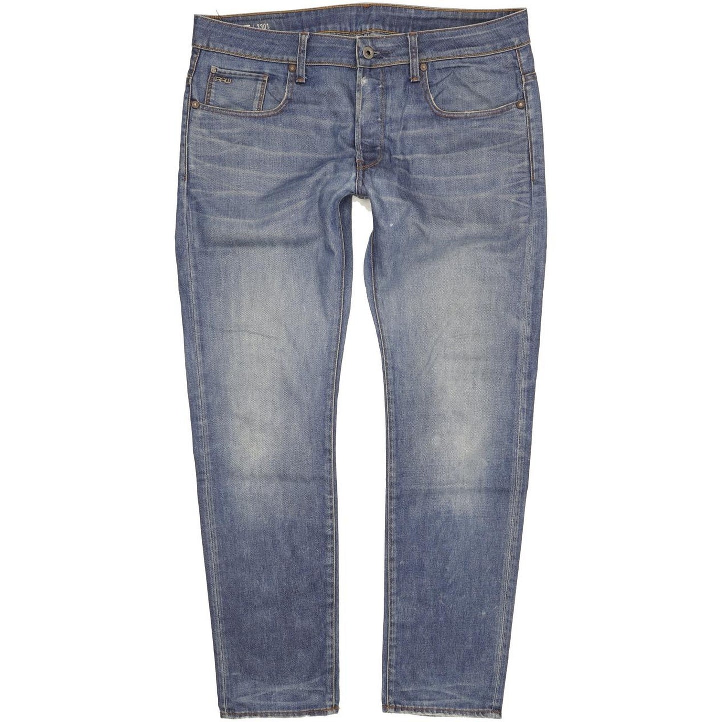 G-Star 3301 Men Blue Straight Slim Jeans W36 L31