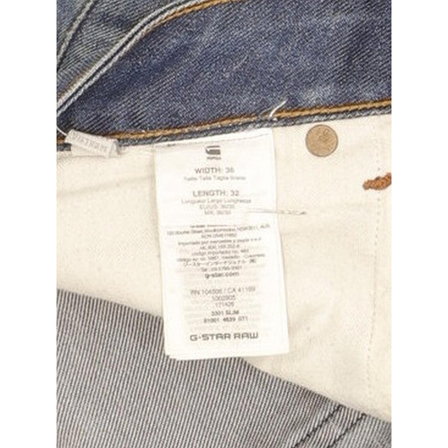 G-Star 3301 Men Blue Straight Slim Jeans W36 L31