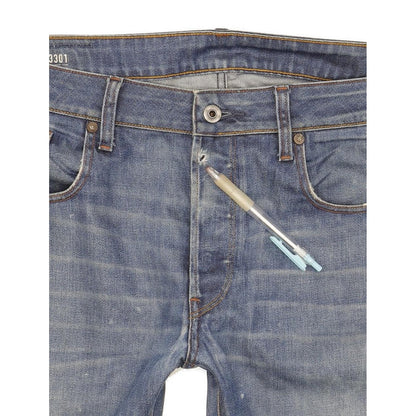 G-Star 3301 Men Blue Straight Slim Jeans W36 L31