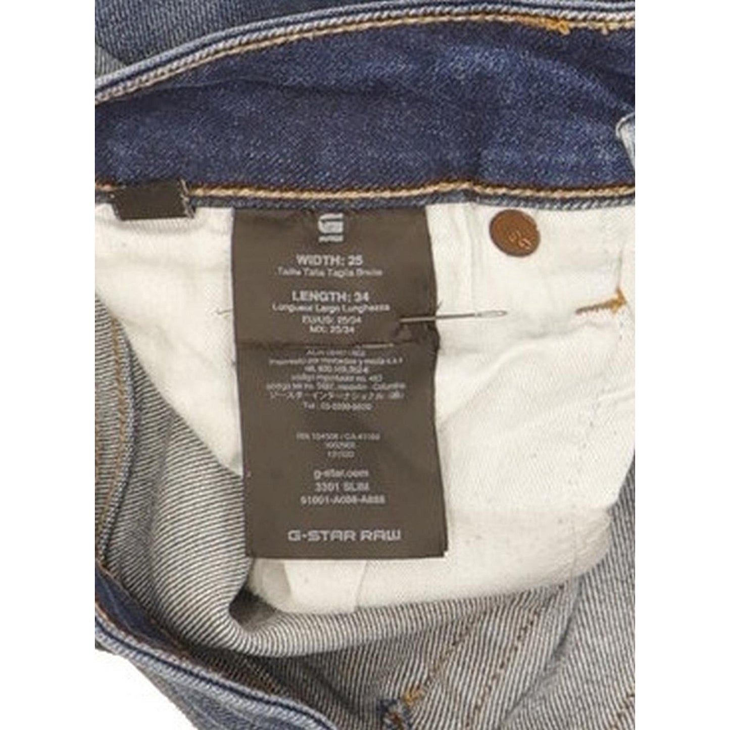 G-Star 3301 Men Blue Straight Slim Stretch Jeans W25 L33