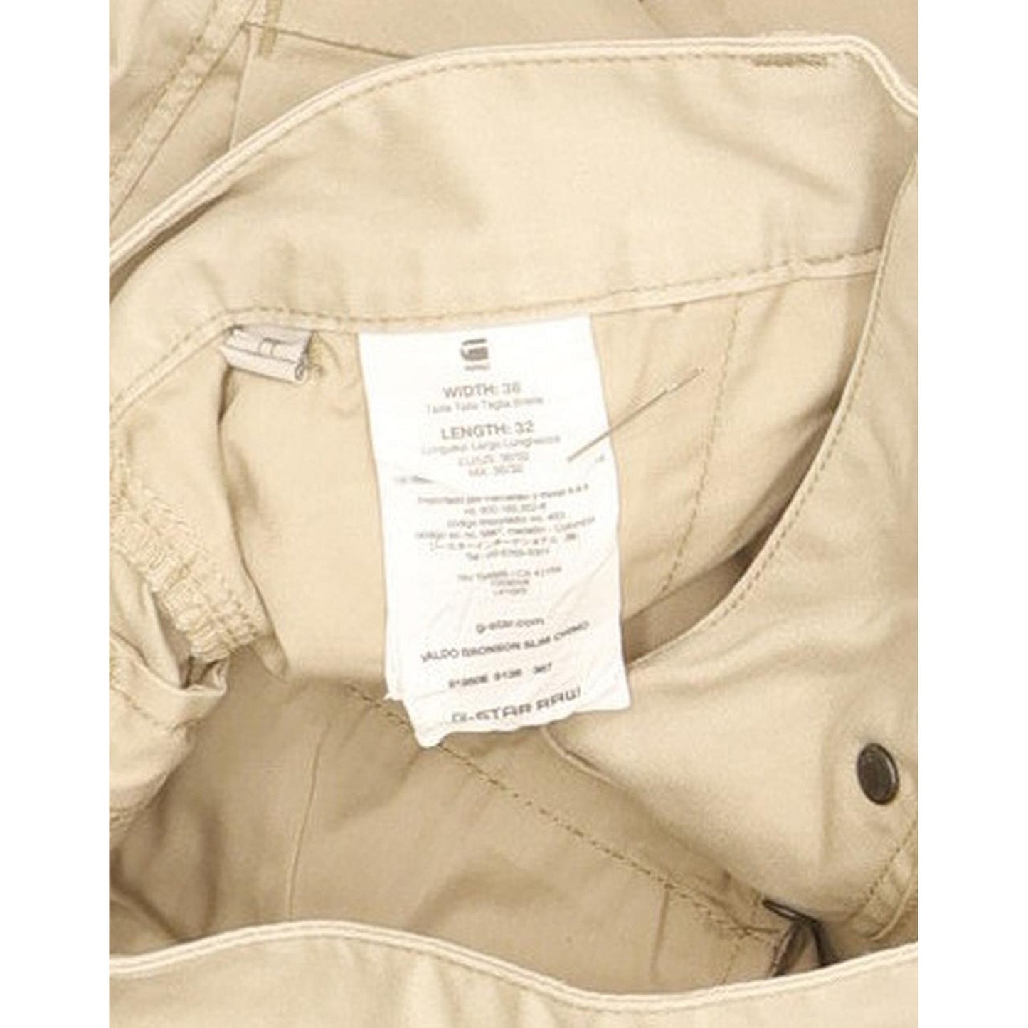 G-Star Valdo Bronson Men Beige Straight Slim Chino Stretch Jeans W36 L32