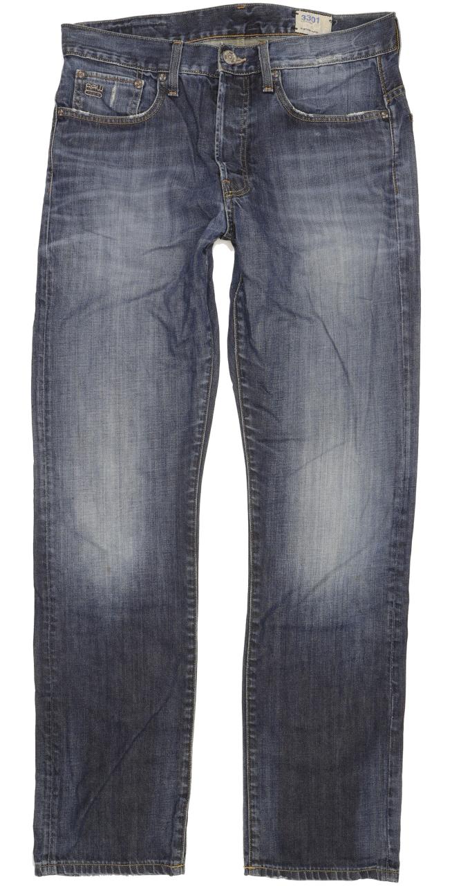 G-Star 3301 Men Blue Straight Regular Jeans W32 L34