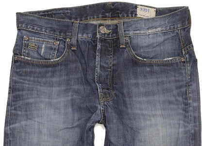 G-Star 3301 Men Blue Straight Regular Jeans W32 L34