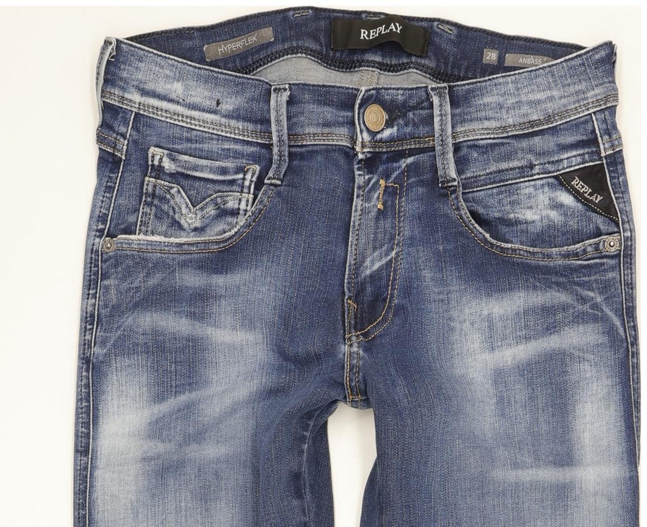 Replay Anbass Men Blue Skinny Slim Stretch Jeans W28 L32