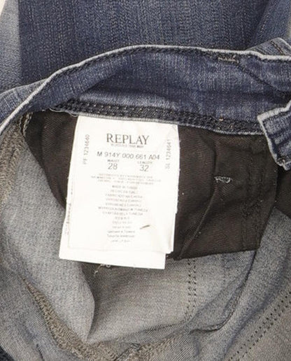 Replay Anbass Men Blue Skinny Slim Stretch Jeans W28 L32