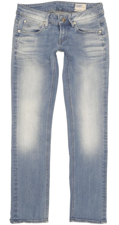 G-Star 3301 Women Blue Straight Slim Stretch Jeans W27 L29
