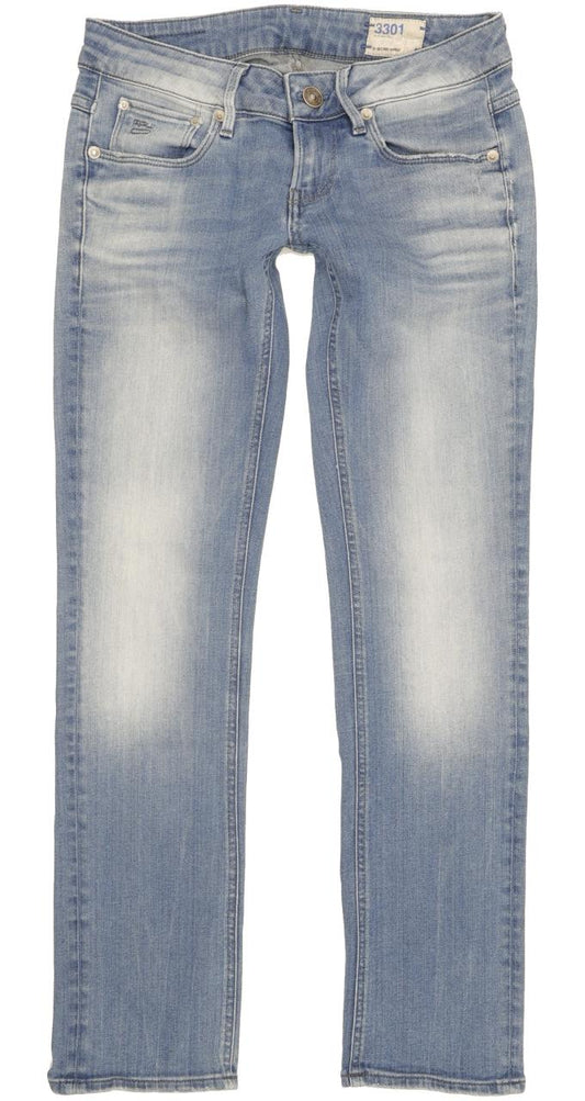 G-Star 3301 Women Blue Straight Slim Stretch Jeans W27 L29